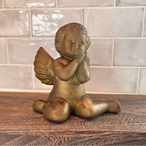 Gold Angel Cherub Figurine - Decorative Home Art